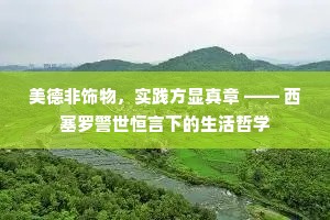 美德非饰物，实践方显真章 —— 西塞罗警世恒言下的生活哲学