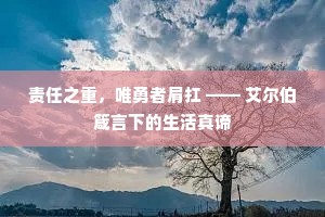 责任之重，唯勇者肩扛 —— 艾尔伯箴言下的生活真谛