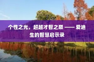 个性之光，超越才智之巅 —— 爱迪生的智慧启示录