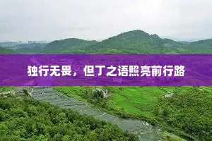 独行无畏，但丁之语照亮前行路