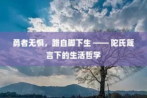 勇者无惧，路自脚下生 —— 陀氏箴言下的生活哲学