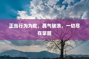 正当行为为舵，勇气破浪，一切尽在掌握