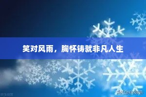 笑对风雨，胸怀铸就非凡人生
