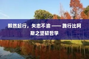 毅然起行，矢志不渝 —— 践行比阿斯之坚韧哲学