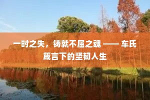 一时之失，铸就不屈之魂 —— 车氏箴言下的坚韧人生