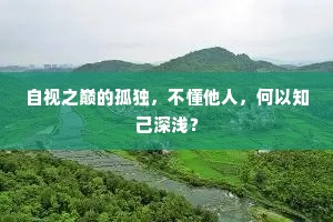 自视之巅的孤独，不懂他人，何以知己深浅？