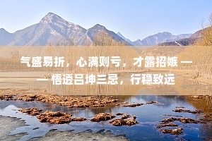 气盛易折，心满则亏，才露招嫉 —— 悟透吕坤三忌，行稳致远