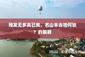 满眼萧疏正堪惜，莫将棋笛起人愁。的意思及出处